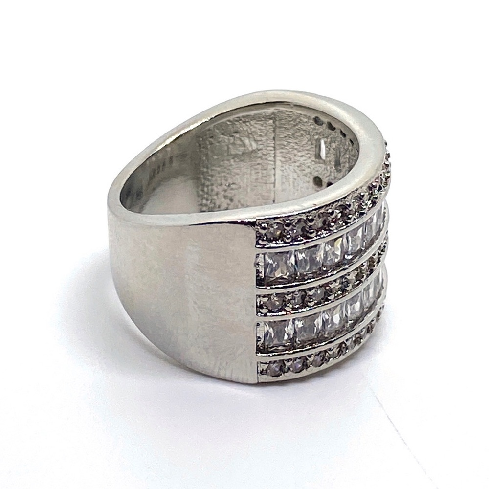 Sterling Silver Diamond Wide Ring - Picture 7 of 9